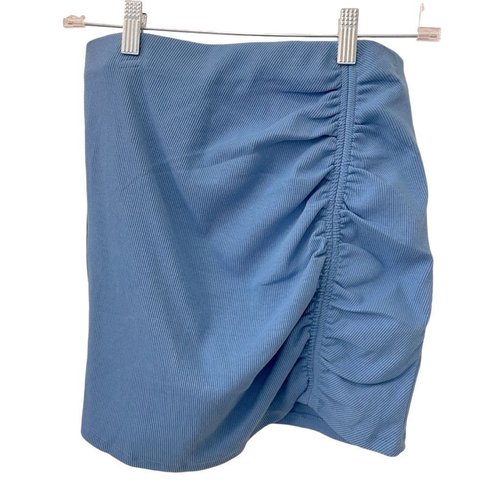 Zara Mini Skirt Ruching Stretch Periwinkle Blue Size Large
